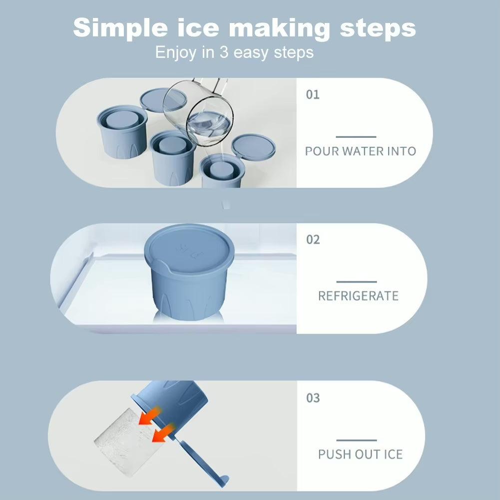 Eiswürfel Silikon Formen für Thermo Becher (3er Zylinder)