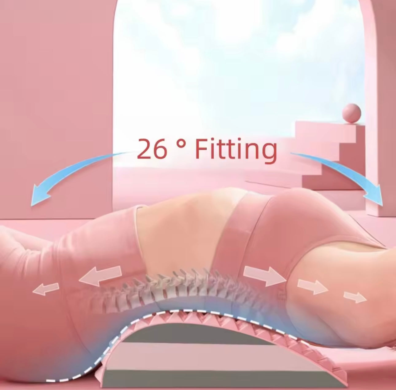 Ergonomisches Haltungskorrekturkissen mit 26-Grad-Neigung für perfekte Körperanpassung und wohltuende Rückendehnung. Fitweltweit Shop